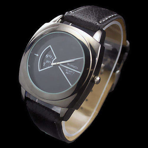 Watch - Trendy Quartz Watch with Black Face and Black Leatherette Watch Band