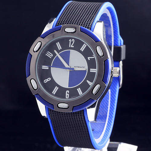 Last One - Watch - Trendy Quartz Watch in "BMW" colours with Jelly Watch strap