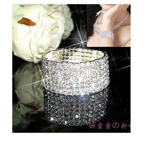 Rhinestone Bracelet - Austrian Crystals White 8 rows