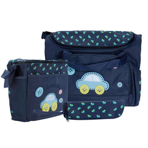 4pc Nappy Bag Diaper Bag with smaller Accessory Bag, Bottle Holder and Changing Mat