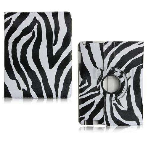 Last one - iPad Case 360 Rotation PU Leather Folio Cover for ipad 2 3 4 in Zebra Design