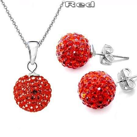 New Fashion - Shamballa Set incl. necklace and earrings - Red