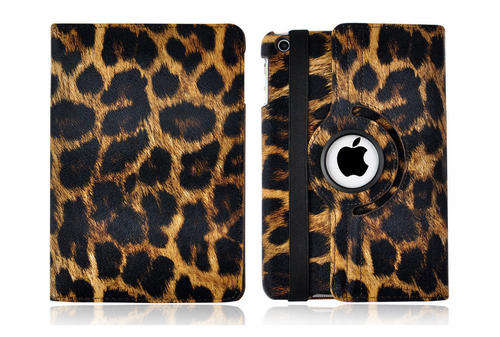 Leopard Print Folio PU Leather Swivel Cover Case with Stand For New iPad 2,3,4 and 5
