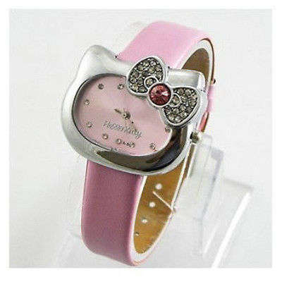 Hello Kitty Watch in cathead shape  with  Crystals and Bow - Pink