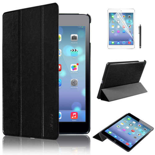 Black Ultra Slim Smart Magnetic Leather Case Cover for New Apple iPad 5 iPad Air +Film