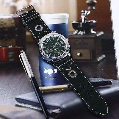 Watch - Big Watchface Black - Watch with Leatherette Watchband from Diesel Time