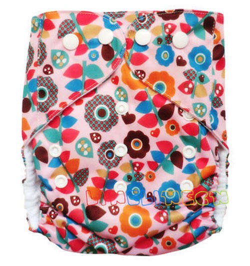 Hot New Baby Washable cloth - diaper nappy cover without insert - Pattern: Flowers