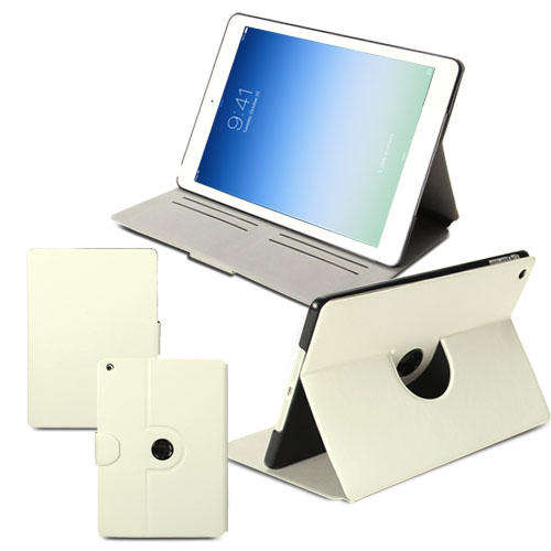 White PU Leather 360 Degrees Rotating Swivel Case for ipad Air