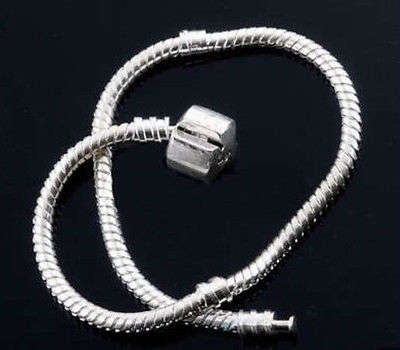 Fashionable bracelet, Silver Tone (silver plated only), can be used for European Charms, 19 cm