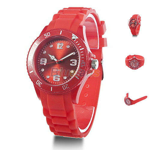 Unisex Watch, Trendy Jelly Watch in Red