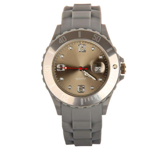 Unisex Watch, Trendy Jelly Watch in Grey with Date