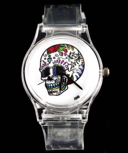 Skull Watch / See Through Plastic Strap