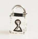 Padlock Bead,  Silver Plated