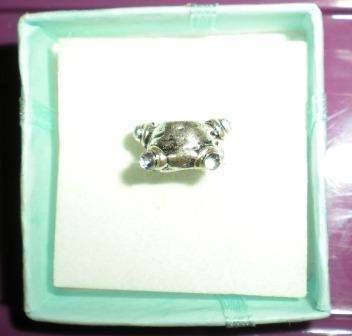 Sale!!  Silver Plated Bead, Antiqued with Crystals