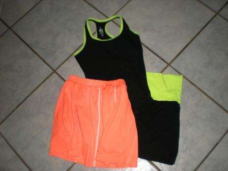Sport Clothes - 1 set Black and Yellow plus Orange skort Size 11