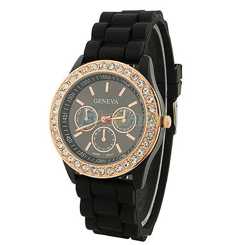 Stunning Watch  Black Jelly Strap - Geneva