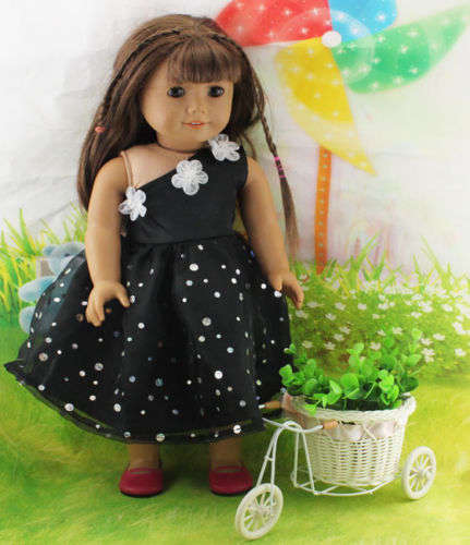 Fashion black flower clothes dress for 18inch/ 46 cm girl doll