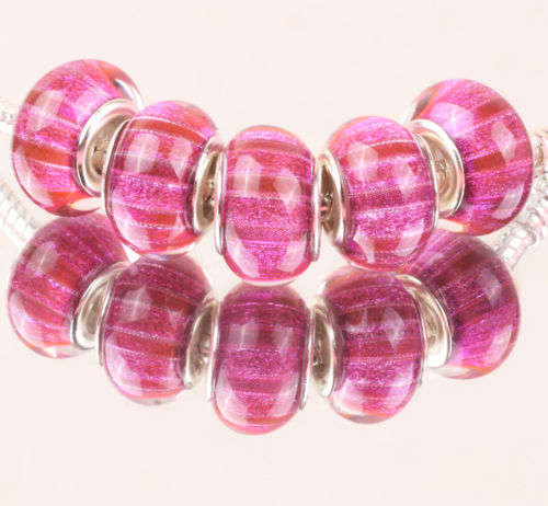 Bead,   Murano Style   - fits most European Style Charm Bracelets Pink