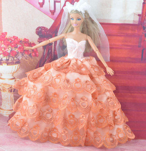 Barbie Clothes, Handmade, Wedding Dress with Veil