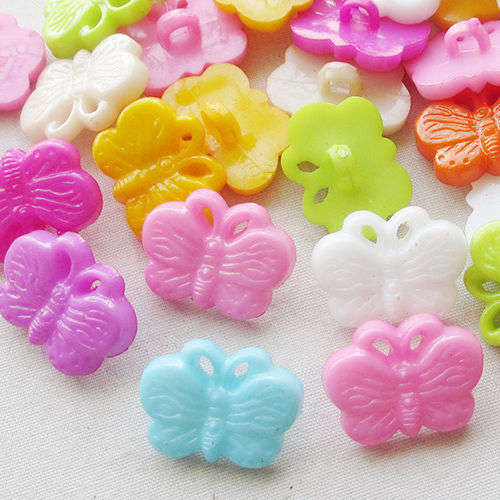 10PCs Mixed 1 Hole Butterfly Plastic Sewing Buttons Scrapbooking 17mm