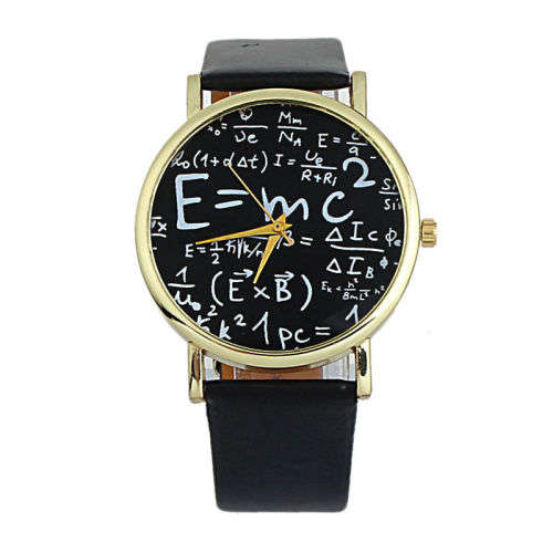 Watch with Black Leatherette Strap Mathematics signs also Cute Teacher's Gift