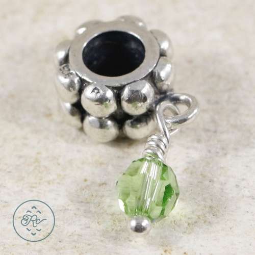 Sterling Silver - CARLO BIAGI August CZ Dangle Bead 3g - Charm Pendant