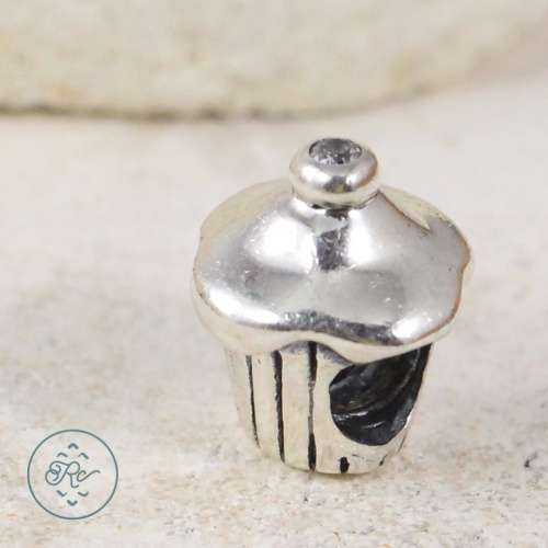 Sterling Silver - CARLO BIAGI Cupcake CZ Bead 3.4g - Charm Pendant
