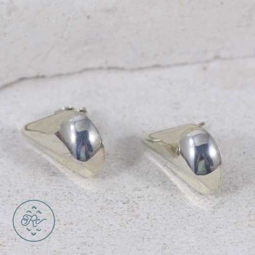 Sterling Silver - MEXICO SIGNED Curved Teardrop 5.2g - Post Earrings