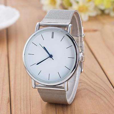 Women's Fashion Watch Silver Stainless Steel Band Mesh Quartz Wrist Watch