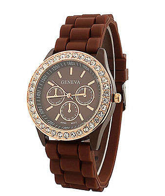 Stunning Watch  Brown Jelly Strap - Geneva