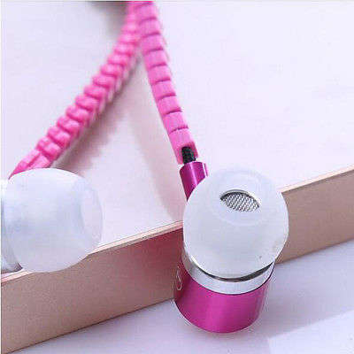 New 3.5mm In-Ear Headphone Zip Zipper Tangle Free Headset Earphones With Mic+Box