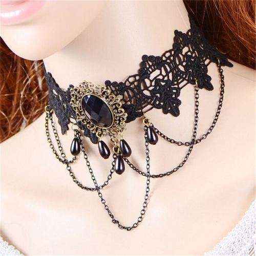 Gothic Black Lace Tattoo Choker Collar Punk Necklace Pendant Jewelry