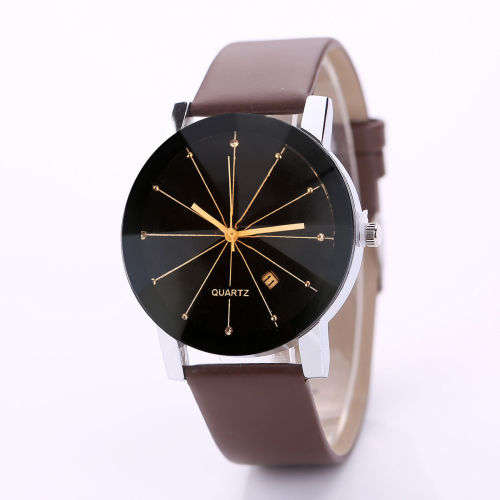 Women  Classic Watch with Brown Watch Strap and Date Function