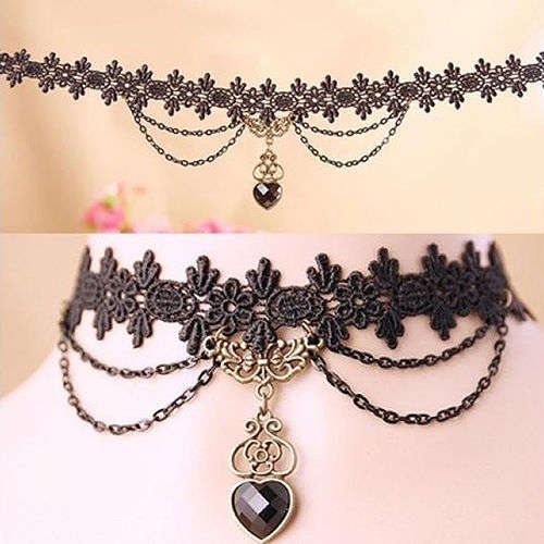 vintage Gothic  Lace Pendant Necklace Choker