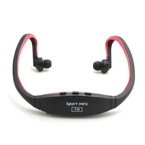 TF Card Music FM Player Wireless Earphones Head Hang Headphones Sport MP3 Red