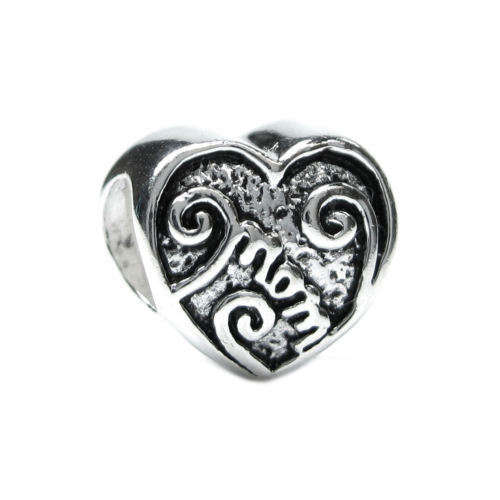 Silver Plated Bead with Pink Cubic Zirconia, fits most European Charm Bracelets