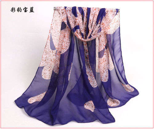 Dark Blue Chiffon Scarf