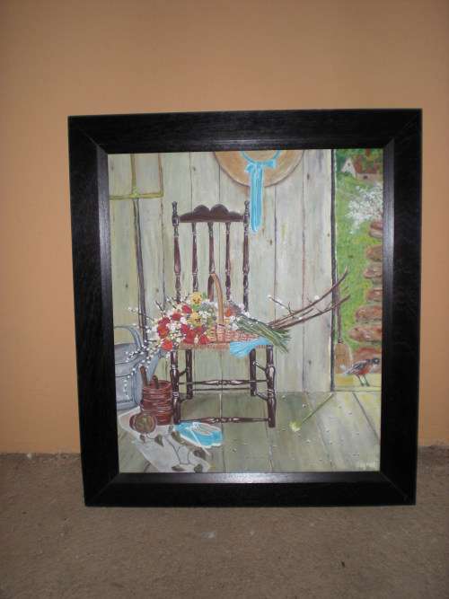 Painting - Oil Painting - Fully Framed "Chair in Shed"