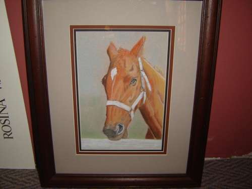 Painting - Original Oil  Pastel  Painting - Fully Framed Horse, Signed