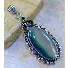 Huge Druzy Pendant - HUGE BOTSWANA AGATE+PERIDOT PENDANT K64279