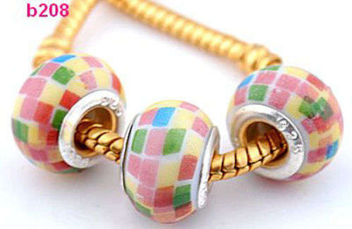 Bead with Silver Core, Murano Style , colourful,  fits most European Charm Bracelets