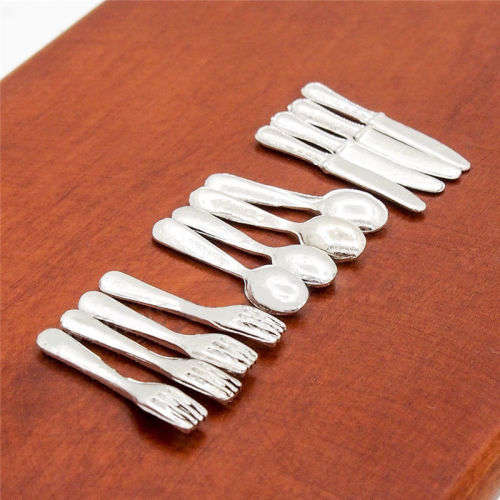 Dollhouse and Miniature 12 piece Cutlery Sets Knife Forks Spoons