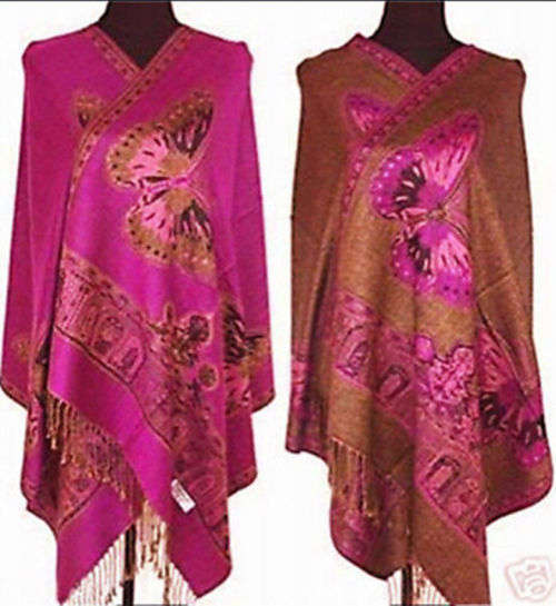 SALE Lovely Pashmina Scarf, Full Rose Butterfly