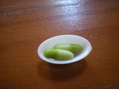 Miniature Food, Re-ment, Dollhouse Miniature Cucumber on Plastic Dish