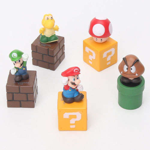 Last One -  5pcs Super Mario Bros Mario Figure, Luigi Goomba Toad Yoshi  5pcs-Sup