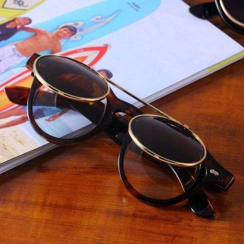 Fashion! Women Men Mirror lens Round Glasses Steampunk Sunglasses Vintage Retro