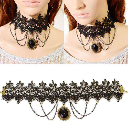 vintage Gothic  Lace Pendant Necklace