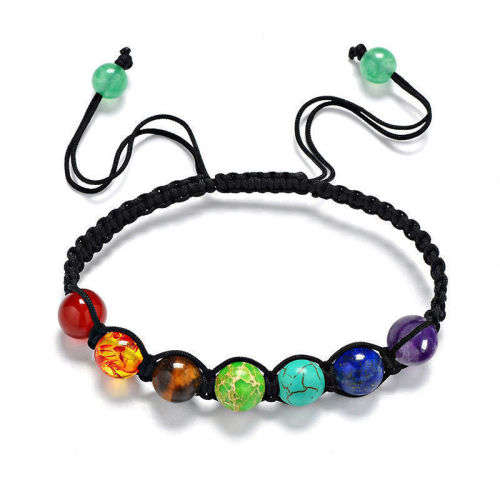 7 Chakra Natural Lava Stone Buddha Healing Beaded Energy Bangle Bracelet