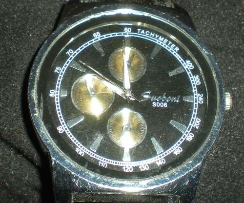 Trendy Watch - Fashion  Watch - Black Leatherette Watch Strap