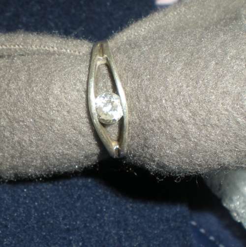 Sterling Silver Ring Double Band with Solitaire CZ